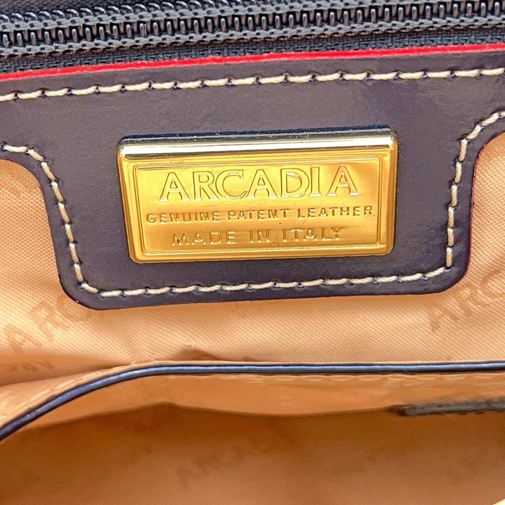 ARCADIA Patent Leather Logo Embossed Business Large Top Handles Tote Bag (Blue) - Picture 14 of 14